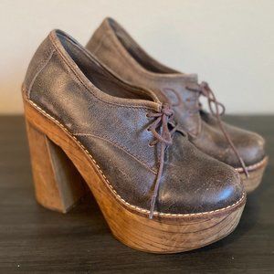 Freebird by Steven Piper Platform Brown Leather Lace Up Size 36